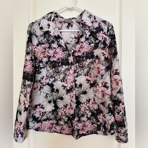 Pre owned Vero Moda Women floral pink black color Print Button Shirt size- small